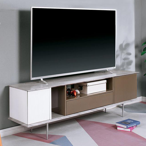 BLAIR 70" TV Console, White/Champagne/Gray - U&U Home Budget Furniture (Carteret, NJ)