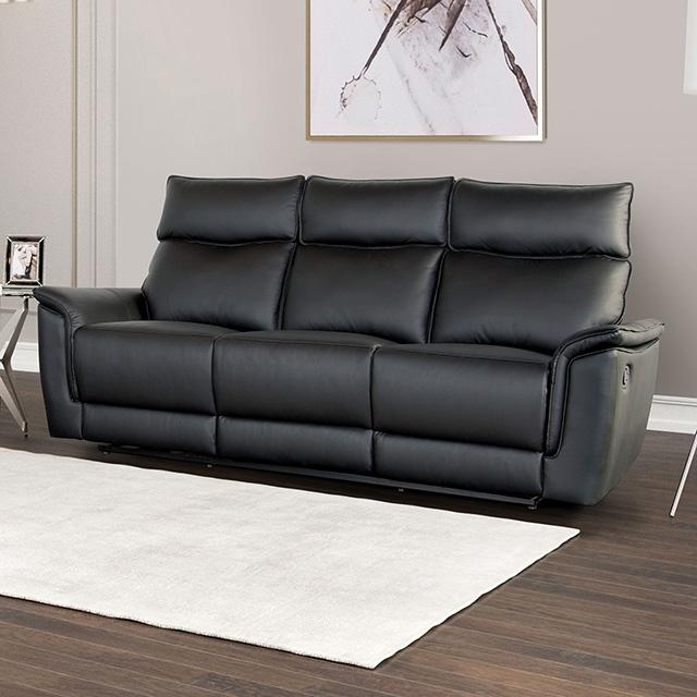 Bienne Sofa Manual Recliner White & Black - U&U Home Budget Furniture (Carteret, NJ)
