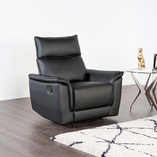 Bienne Recliner Chair White & Black - U&U Home Budget Furniture (Carteret, NJ)