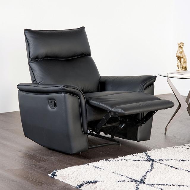 Bienne Recliner Chair White & Black - U&U Home Budget Furniture (Carteret, NJ)