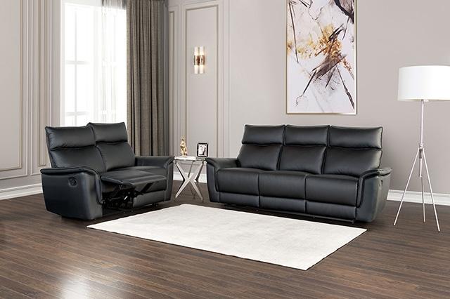 Bienne Sofa Manual Recliner White & Black - U&U Home Budget Furniture (Carteret, NJ)