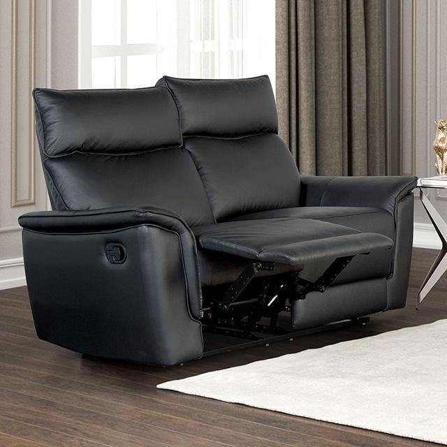 Bienne Loveseat Manual Recliner White & Black - U&U Home Budget Furniture (Carteret, NJ)