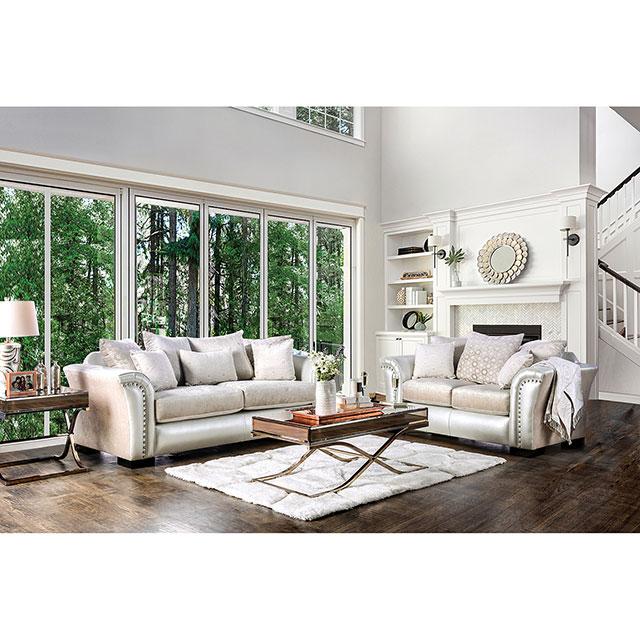 Benigno Love Seat Silver & Gray - U&U Home Budget Furniture (Carteret, NJ)