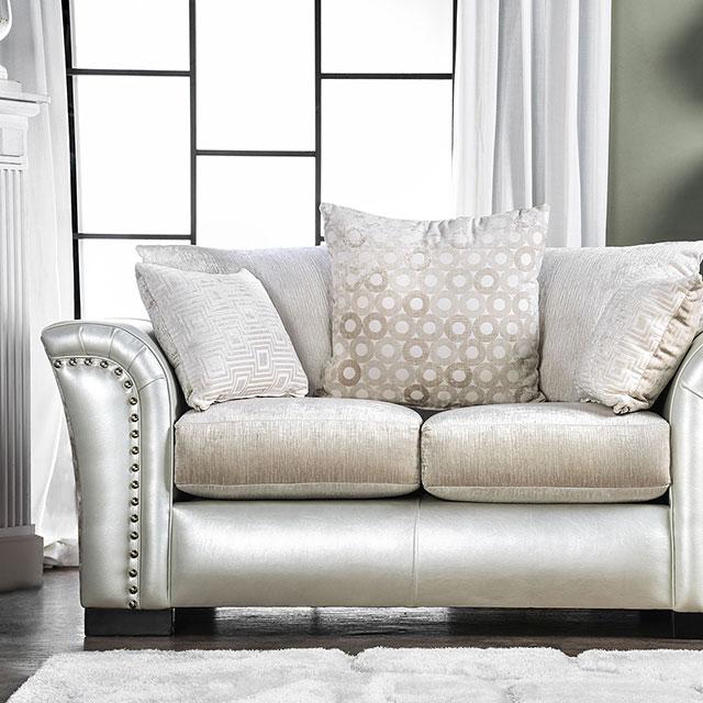 Benigno Love Seat Silver & Gray - U&U Home Budget Furniture (Carteret, NJ)