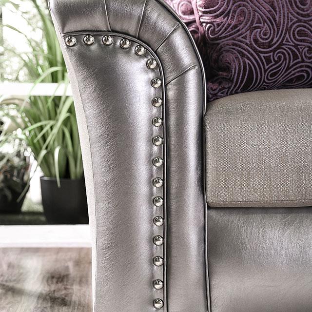 Benigno Love Seat Silver & Gray - U&U Home Budget Furniture (Carteret, NJ)