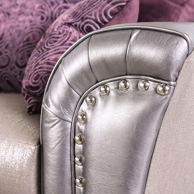 Benigno Love Seat Silver & Gray - U&U Home Budget Furniture (Carteret, NJ)