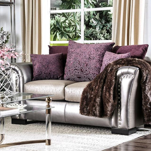 Benigno Love Seat Silver & Gray - U&U Home Budget Furniture (Carteret, NJ)