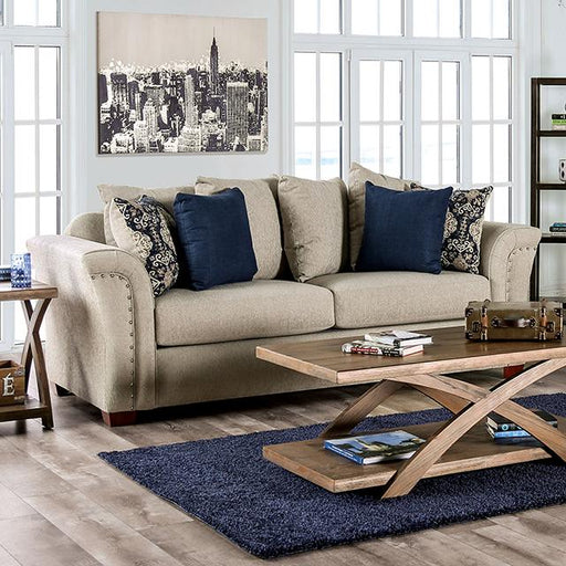BELSIZE Sofa, Beige/Navy - U&U Home Budget Furniture (Carteret, NJ)