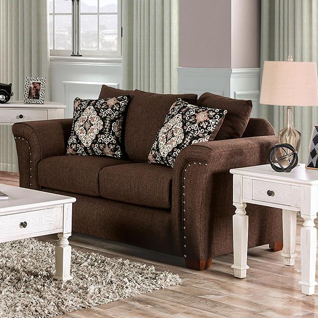 BELSIZE Loveseat Grey, Beige, & Choclate - U&U Home Budget Furniture (Carteret, NJ)
