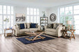 BELSIZE Sofa, Beige/Navy - U&U Home Budget Furniture (Carteret, NJ)