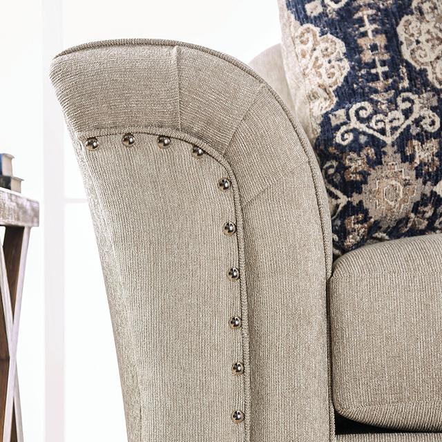 BELSIZE Sofa, Beige/Navy - U&U Home Budget Furniture (Carteret, NJ)