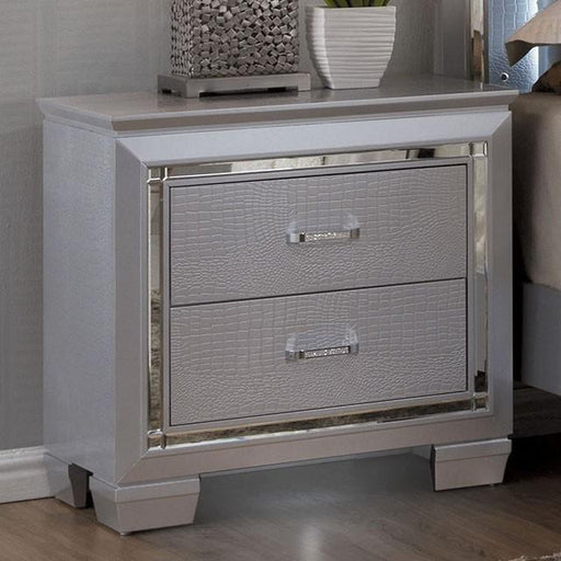 BELLANOVA Silver Night Stand - U&U Home Budget Furniture (Carteret, NJ)