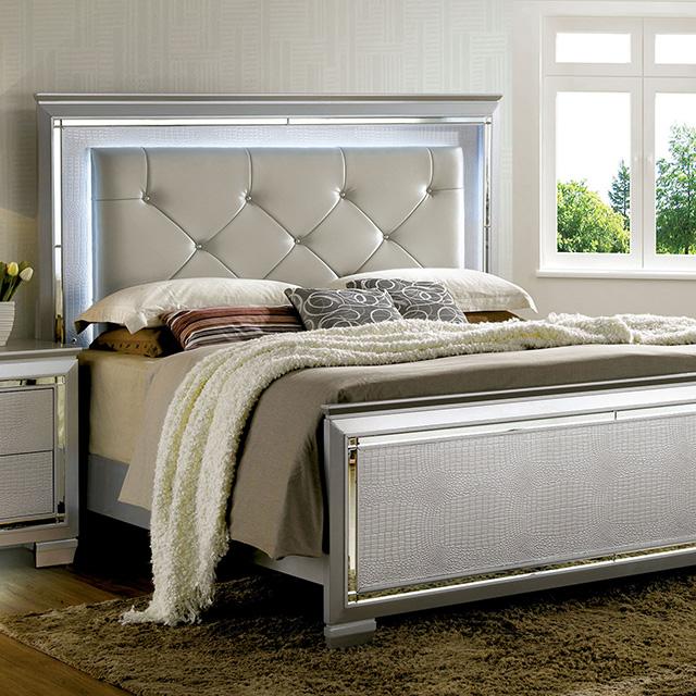 Bellagrand Bed Oak, Silver & Black - U&U Home Budget Furniture (Carteret, NJ)