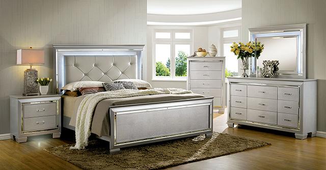Bellagrand Bed Oak, Silver & Black - U&U Home Budget Furniture (Carteret, NJ)