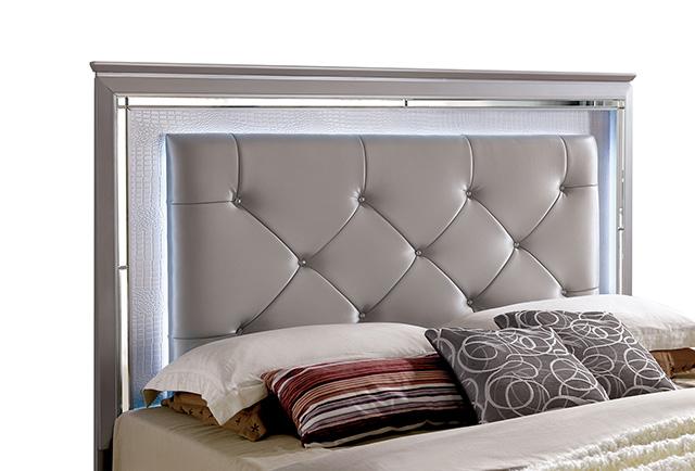 Bellagrand Bed Oak, Silver & Black - U&U Home Budget Furniture (Carteret, NJ)