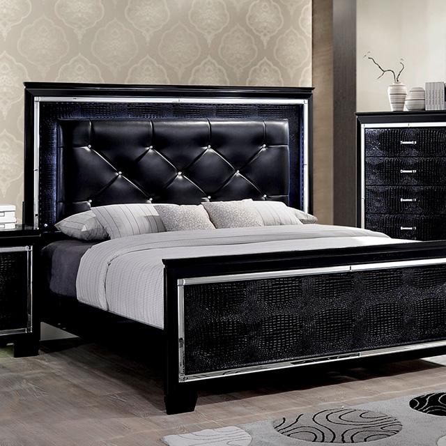 Bellagrand Bed Oak, Silver & Black - U&U Home Budget Furniture (Carteret, NJ)