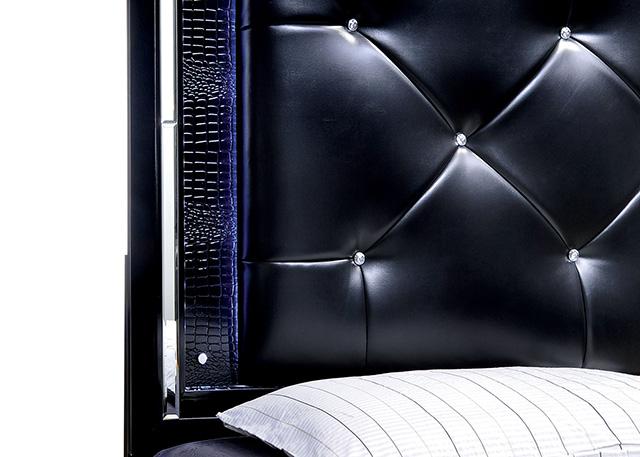 Bellagrand Bed Oak, Silver & Black - U&U Home Budget Furniture (Carteret, NJ)