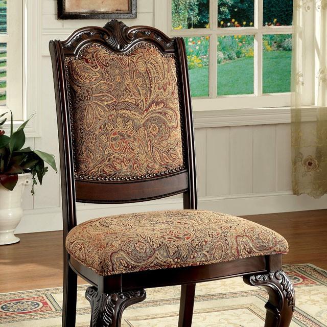 BELLAGIO Brown Cherry/Pattern Fabric Side Chair (2/CTN) - U&U Home Budget Furniture (Carteret, NJ)