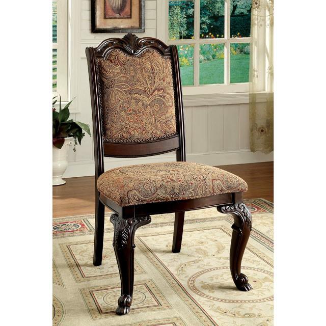 BELLAGIO Brown Cherry/Pattern Fabric Side Chair (2/CTN) - U&U Home Budget Furniture (Carteret, NJ)