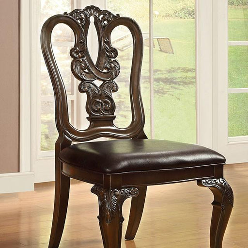 Bellagio Brown Cherry Wooden Side Chair (2/CTN) - U&U Home Budget Furniture (Carteret, NJ)