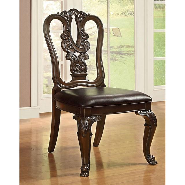 Bellagio Brown Cherry Wooden Side Chair (2/CTN) - U&U Home Budget Furniture (Carteret, NJ)