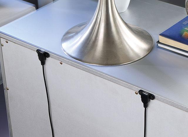 BELLADONNA Night Stand w/ LED & USB, Silver - U&U Home Budget Furniture (Carteret, NJ)
