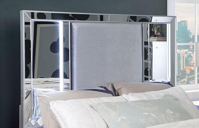 BELLADONNA Cal.King, E.King & Queen Bed, Silver - U&U Home Budget Furniture (Carteret, NJ)