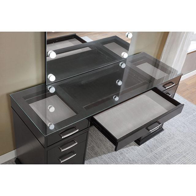 Valentina Vanity Set White & Dark Gray - U&U Home Budget Furniture (Carteret, NJ)