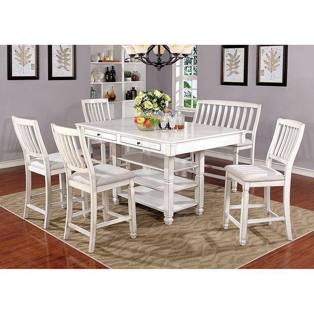 Kaliyah Antique White Counter Ht. Chair (2/CTN) - U&U Home Budget Furniture (Carteret, NJ)