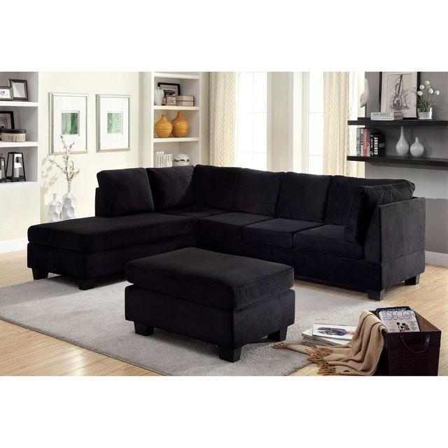 LOMMA Black Ottoman - U&U Home Budget Furniture (Carteret, NJ)