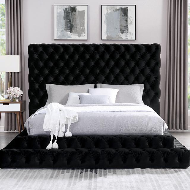 STEFANIA E.King & Queen Bed, Black & Gray - U&U Home Budget Furniture (Carteret, NJ)