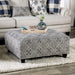 Nash Ivory/Navy Ottoman - U&U Home Budget Furniture (Carteret, NJ)