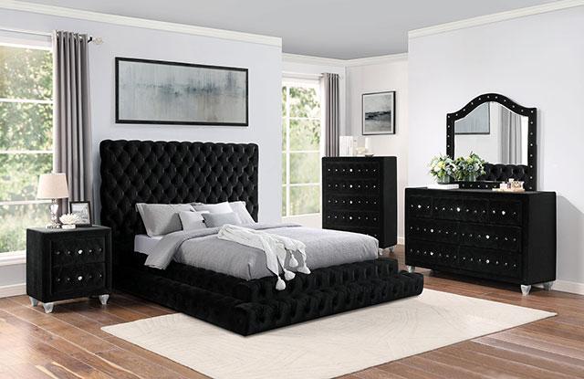 STEFANIA E.King & Queen Bed, Black & Gray - U&U Home Budget Furniture (Carteret, NJ)