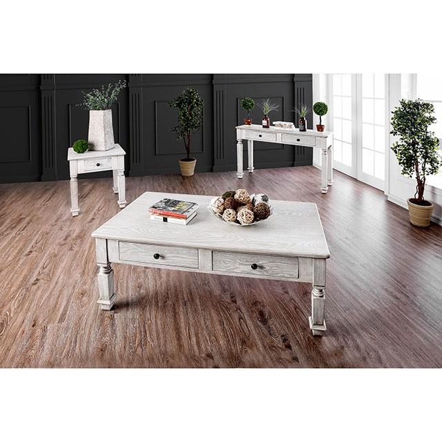 Joliet Antique White End Table - U&U Home Budget Furniture (Carteret, NJ)