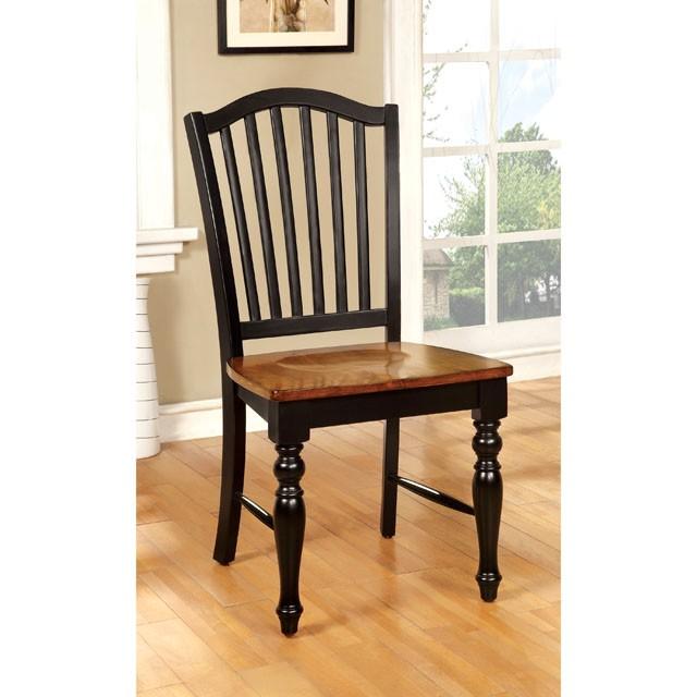 MAYVILLE Black/Antique Oak Side Chair (2/CTN) - U&U Home Budget Furniture (Carteret, NJ)