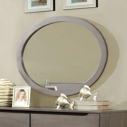 Lennart Gray Oval Mirror - U&U Home Budget Furniture (Carteret, NJ)