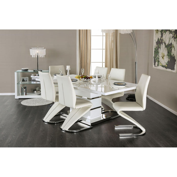 Midvale White/Chrome Side Chair (2/CTN) - U&U Home Budget Furniture (Carteret, NJ)