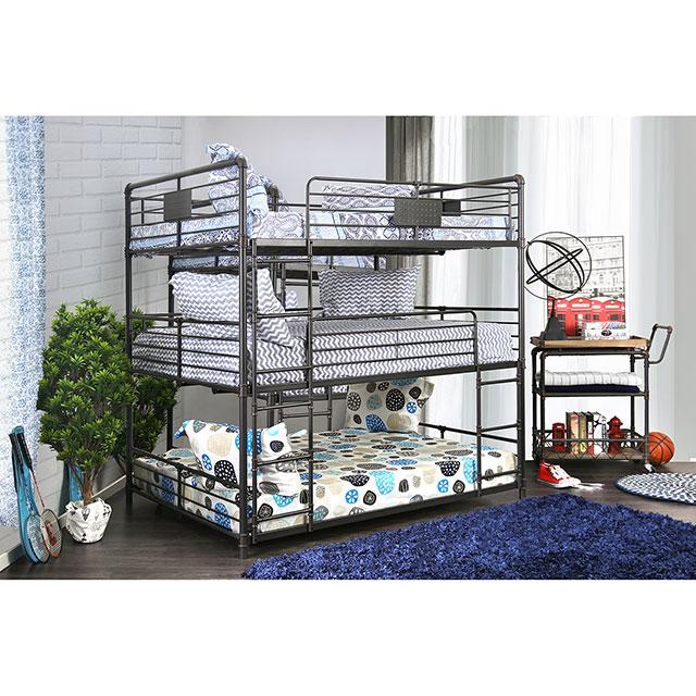 Olga I Antique Black Full/Full Bunk Bed - U&U Home Budget Furniture (Carteret, NJ)