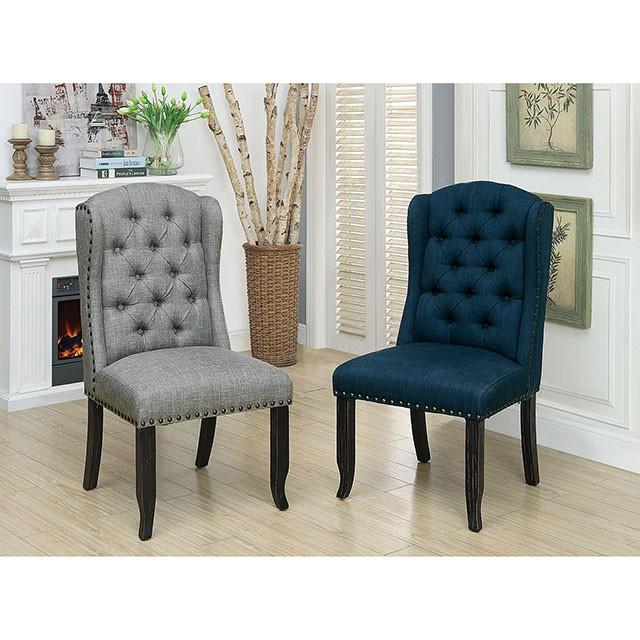 SANIA Antique Black Wingback Chair (2/CTN) - U&U Home Budget Furniture (Carteret, NJ)