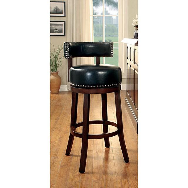 SHIRLEY Dark Oak/Black 24" Bar Stool - U&U Home Budget Furniture (Carteret, NJ)