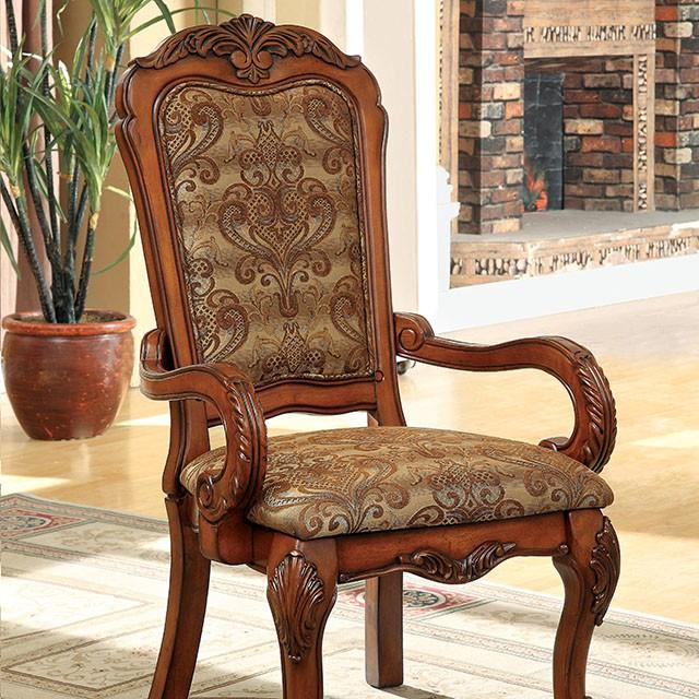 Medieve Antique Oak Arm Chair (2/CTN) - U&U Home Budget Furniture (Carteret, NJ)