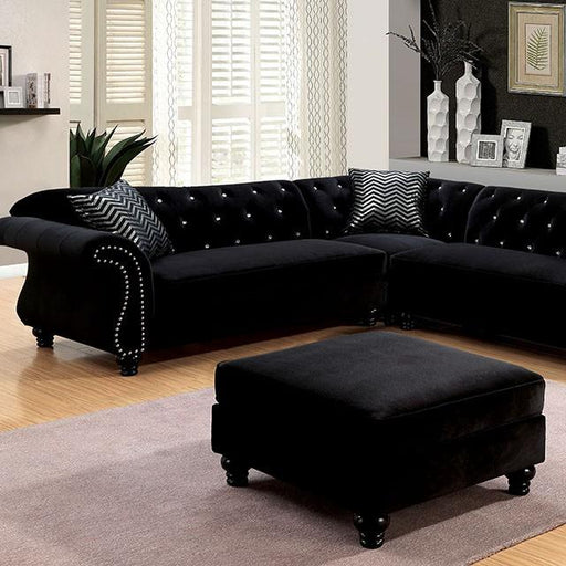 JOLANDA II Black Sectional, Black - U&U Home Budget Furniture (Carteret, NJ)