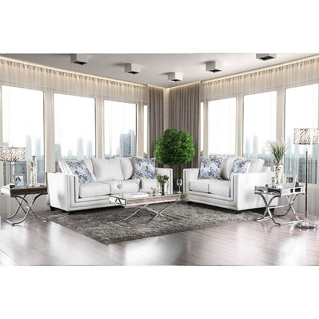 Ilse Off-White/Blue Sofa - U&U Home Budget Furniture (Carteret, NJ)