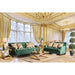 VERDANTE Emerald Green/Gold Sofa - U&U Home Budget Furniture (Carteret, NJ)