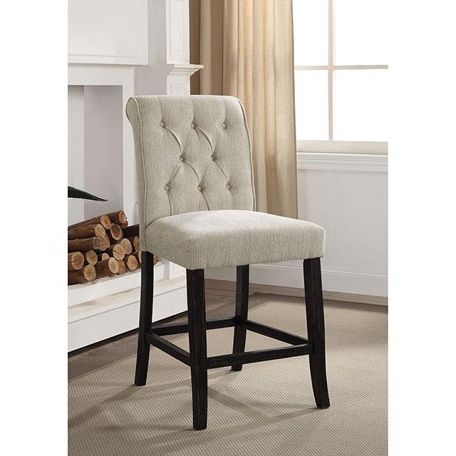 Izzy Beige/Antique Black Counter Ht. Chair, Ivory (2/CTN) - U&U Home Budget Furniture (Carteret, NJ)