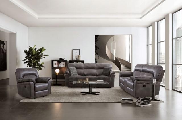 JOSIAS Sofa, Dark Gray Leatherette - U&U Home Budget Furniture (Carteret, NJ)