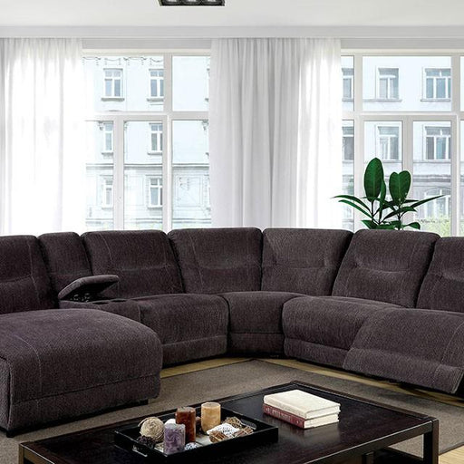 KARLEE II Gray Sectional w/ Console - U&U Home Budget Furniture (Carteret, NJ)