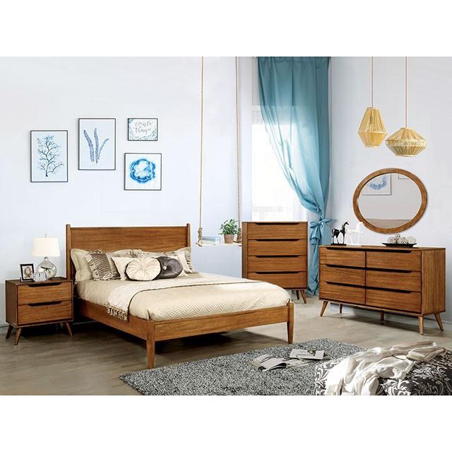 Lennart Oak Cal.King, E.King & Queen Bed - U&U Home Budget Furniture (Carteret, NJ)