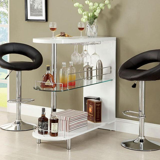 Numbi White/Chrome Mini Server - U&U Home Budget Furniture (Carteret, NJ)
