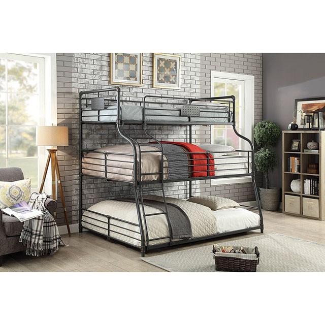 Olga III Sand Black Twin/Full/Queen Bunk Bed - U&U Home Budget Furniture (Carteret, NJ)